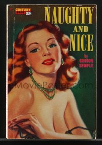 4f1058 NAUGHTY & NICE paperback book 1944 great cover art of sexy near-naked redheaded woman!