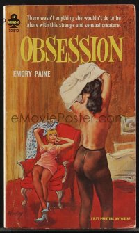 4f1059 OBSESSION paperback book 1965 there wasn't anything she wouldn't do, Paul Rader cover art!