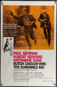 4f0727 BUTCH CASSIDY & THE SUNDANCE KID style B 1sh 1969 Paul Newman, Robert Redford, Ross!