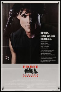 4f0769 EDDIE & THE CRUISERS 1sh 1983 close up of Michael Pare with microphone, rock 'n' roll!