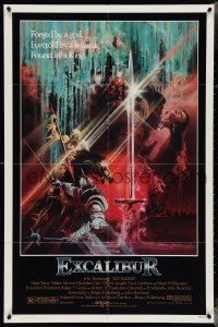 4f0776 EXCALIBUR 1sh 1981 John Boorman, cool medieval fantasy sword artwork by Bob Peak!