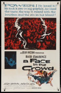 4f0778 FACE IN THE CROWD 1sh 1957 Andy Griffith, the rise & fall of early TV star, Elia Kazan