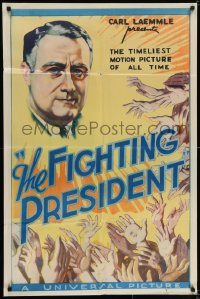 4f0781 FIGHTING PRESIDENT 1sh 1933 great art of hands applauding Franklin D. Roosevelt, rare!