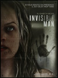 4f0134 INVISIBLE MAN teaser French 1p 2020 creepy handprint behind Elisabeth Moss, H.G. Wells!