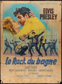 4f0135 JAILHOUSE ROCK French 1p 1963 wonderful different art of Elvis Presley by Roger Soubie!