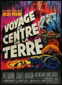 4f0137 JOURNEY TO THE CENTER OF THE EARTH French 1p R1960s Jules Verne, different Grinsson art!