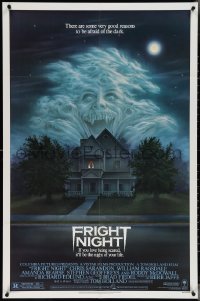 4f0789 FRIGHT NIGHT 1sh 1985 Sarandon, McDowall, best classic horror art by Peter Mueller!