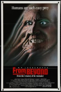 4f0790 FROM BEYOND 1sh 1986 H.P. Lovecraft, wild sci-fi horror image, humans are such easy prey!