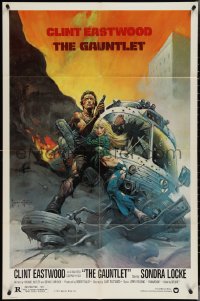 4f0792 GAUNTLET 1sh 1977 Clint Eastwood & Sondra Locke by Frank Frazetta, large credit design!