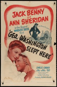 4f0793 GEORGE WASHINGTON SLEPT HERE 1sh 1942 Ann Sheridan & Jack Benny, Hart & George S. Kaufman!