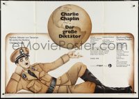 4f0308 GREAT DICTATOR German 33x47 R1973 best art of Charlie Chaplin & Earth by Friedel Schmidt!