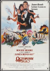 4f0310 OCTOPUSSY German 33x47 1983 Goozee art of sexy Maud Adams & Roger Moore as James Bond 007!