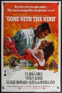 4f0799 GONE WITH THE WIND 1sh R1974 Howard Terpning art of Gable carrying Leigh over burning Atlanta!