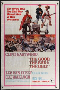 4f0800 GOOD, THE BAD & THE UGLY 1sh 1968 Clint Eastwood, Lee Van Cleef, Wallach, Leone classic!