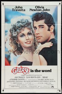 4f0804 GREASE 1sh 1978 c/u of John Travolta & Olivia Newton-John in a most classic musical!