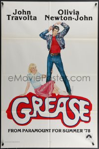 4f0805 GREASE teaser 1sh 1978 Linda Fennimore art of John Travolta & Olivia Newton-John, classic!