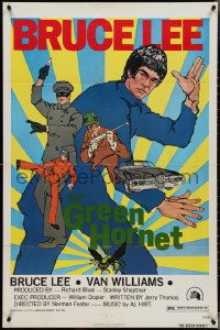 4f0806 GREEN HORNET 1sh 1974 art of Van Williams & giant Bruce Lee as Kato with solid green title!