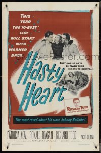 4f0810 HASTY HEART 1sh 1950 patient Ronald Reagan & nurse Patricia Neal help dying Richard Todd!