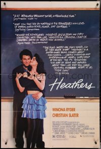 4f0812 HEATHERS 1sh 1989 great image of really young Winona Ryder & Christian Slater!