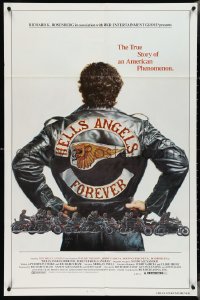 4f0815 HELLS ANGELS FOREVER 1sh 1983 cool art of biker gang on motorcycles by Charles Lilly!