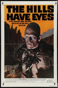 4f0818 HILLS HAVE EYES 1sh 1978 Wes Craven, classic creepy image of sub-human Michael Berryman!