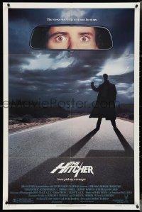 4f0819 HITCHER 1sh 1986 creepy hitchhiker Rutger Hauer, C. Thomas Howell, never pick-up a stranger!