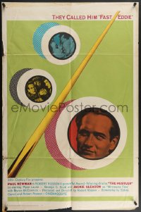 4f0825 HUSTLER 1sh R1964 Paul Newman, completely different with pool cue & images in balls!