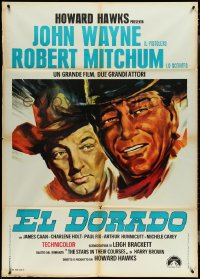 4f0204 EL DORADO Italian 1p R1960s different art of John Wayne & Robert Mitchum, Howard Hawks!