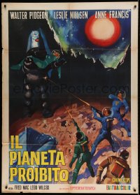 4f0210 FORBIDDEN PLANET Italian 1p R1964 great different Ciriello art of men attacking Robby, rare!