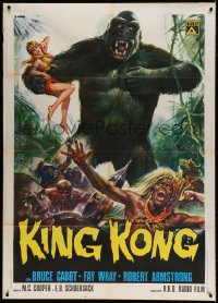 4f0223 KING KONG Italian 1p R1973 different Casaro art of the giant ape carrying sexy Fay Wray!