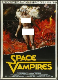 4f0229 LIFEFORCE Italian 1p 1985 Space Vampires, different sexy art of naked woman, ultra rare!