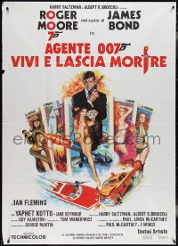 4f0434 LIVE & LET DIE Italian 1p 1973 art of Roger Moore as James Bond & sexy tarot cards!