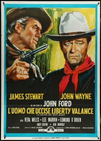 4f0231 MAN WHO SHOT LIBERTY VALANCE Italian 1p 1963 John Wayne & James Stewart, Ford, different art!