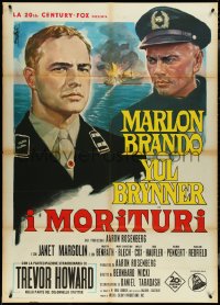 4f0235 MORITURI Italian 1p 1965 Nistri art of Marlon Brando & Nazi captain Yul Brynner, Saboteur!