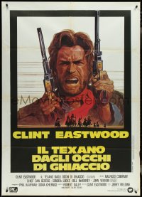 4f0240 OUTLAW JOSEY WALES Italian 1p 1976 great Roy Andersen art of Clint Eastwood with two guns!