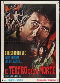 4f0256 THEATRE OF DEATH Italian 1p 1970 Christopher Lee, completely different montage horror art!