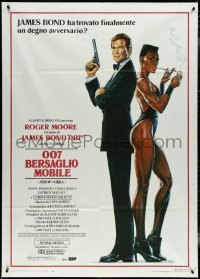 4f0260 VIEW TO A KILL Italian 1p 1985 art of Moore as James Bond & Grace Jones by Daniel Goozee!