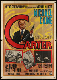 4f0170 GET CARTER Italian 2p 1971 cool art of Michael Caine holding shotgun + sexy Britt Ekland!