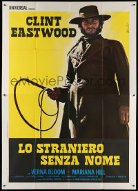 4f0171 HIGH PLAINS DRIFTER Italian 2p 1973 art of Clint Eastwood holding whip by Enzo Nistri!