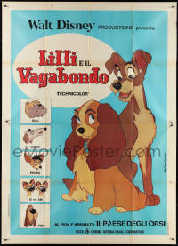 4f0173 LADY & THE TRAMP Italian 2p R1975 Walt Disney romantic canine dog classic cartoon!