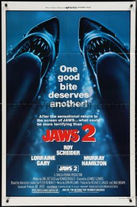 4f0837 JAWS 2 1sh R1980 Roy Scheider, one good bite deserves another, what could be more terrifying!