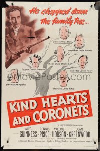 4f0842 KIND HEARTS & CORONETS 1sh 1950 Alec Guinness in Ealing classic black comedy, Dennis Price!