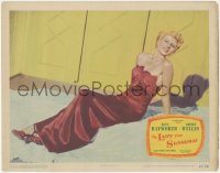 4f0520 LADY FROM SHANGHAI LC #6 1947 classic c/u of blonde Rita Hayworth sprawled out in sexy gown!