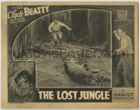 4f0523 LOST JUNGLE LC 1934 animal trainer Clyde Beatty tries to sneak around tiger, Mascot serial!