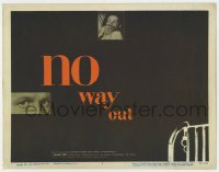 4f0466 NO WAY OUT TC 1950 Widmark's eyes & terrified Linda Darnell, great design by Eric Nitsche!