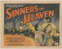 4f0476 SINNERS IN HEAVEN TC 1924 c/u of sexy Bebe Daniels & Richard Dix stranded on an island, rare!