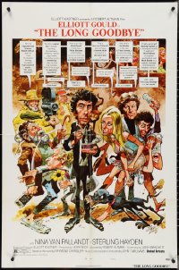 4f0857 LONG GOODBYE style C 1sh 1973 Elliott Gould as Philip Marlowe, great Jack Davis artwork!