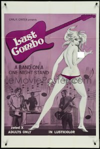 4f0873 LUST COMBO 1sh 1970 sexy rock 'n' roll, a band on a one night stand, guitar title art!