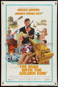 4f0881 MAN WITH THE GOLDEN GUN West Hemi 1sh 1974 McGinnis art of Roger Moore as James Bond!