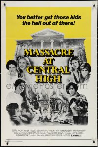 4f0887 MASSACRE AT CENTRAL HIGH 1sh 1976 Carradine, you better get those kids the hell out of there!